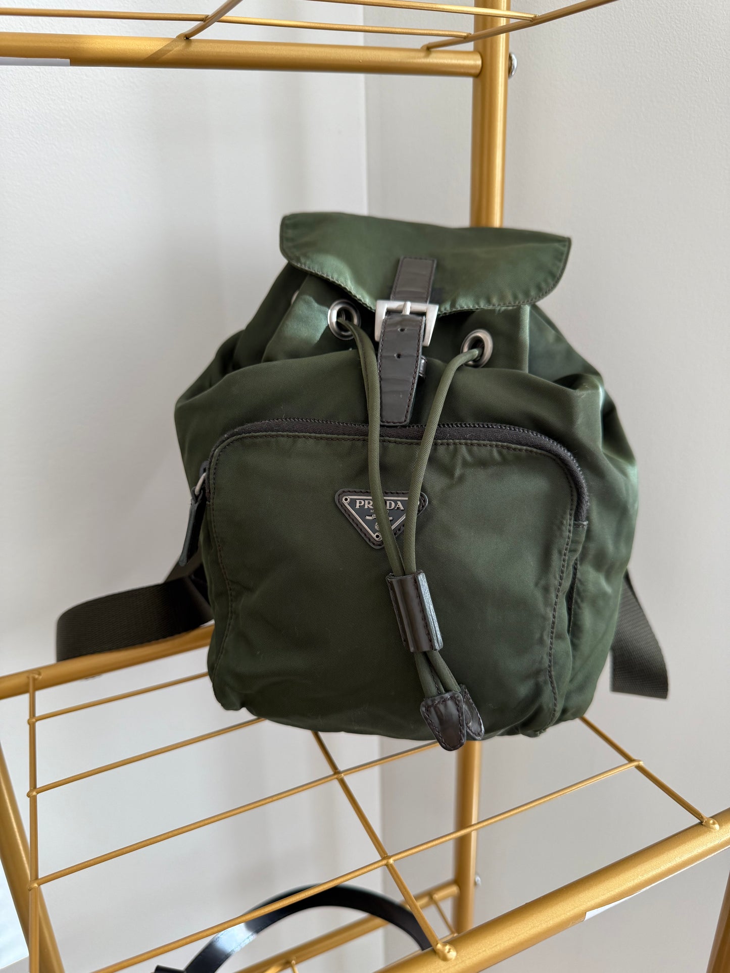 Y2K Prada Green Nylon Backpack