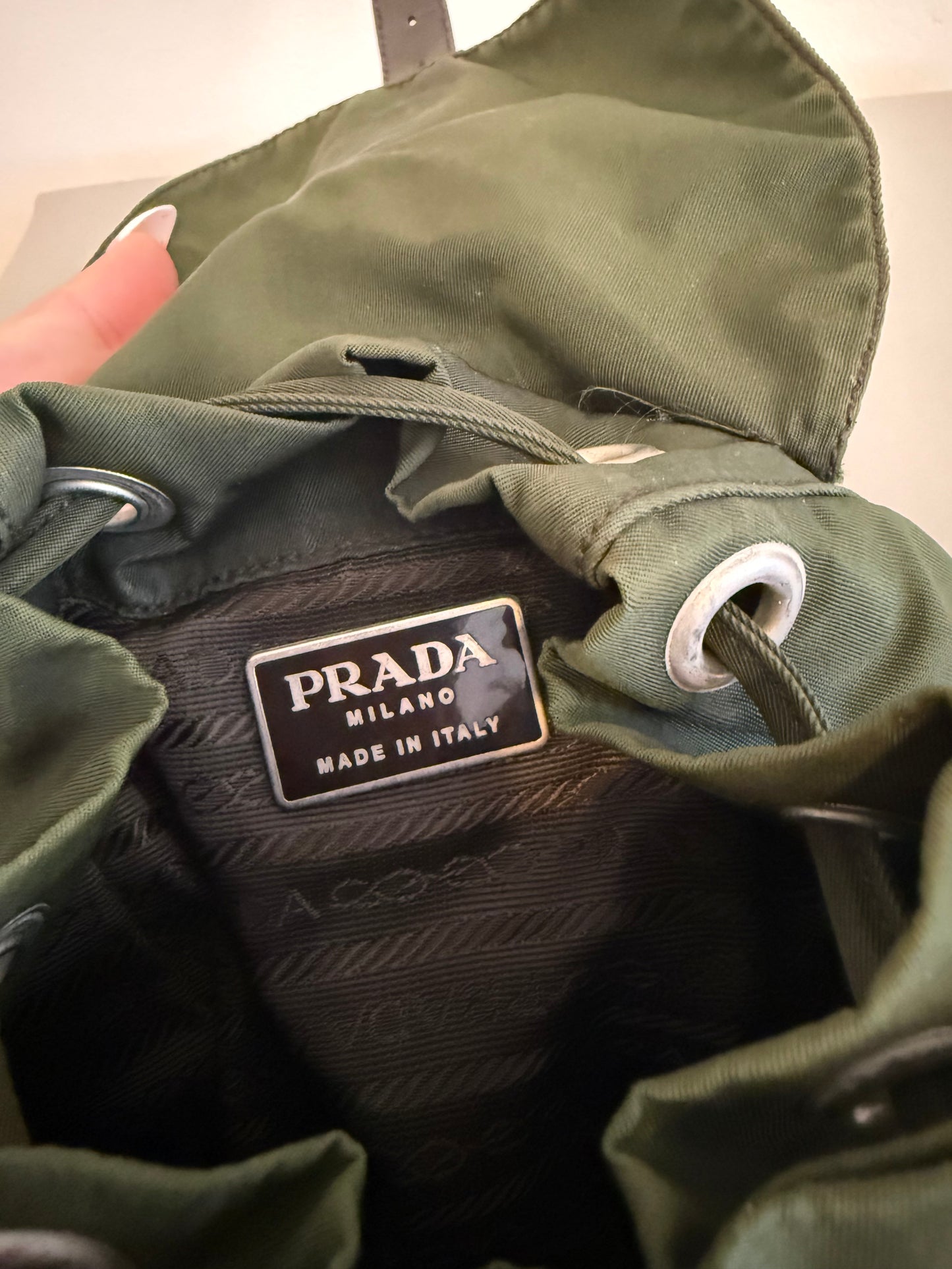 Y2K Prada Green Nylon Backpack
