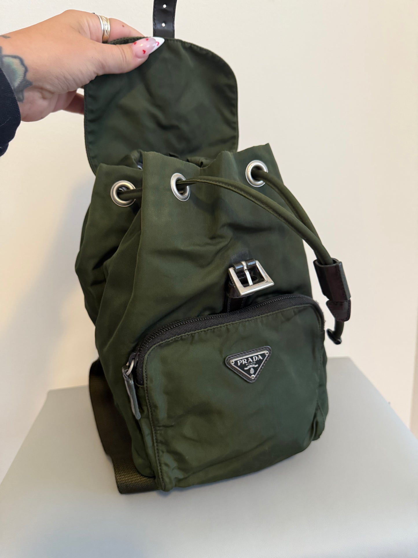 Y2K Prada Green Nylon Backpack
