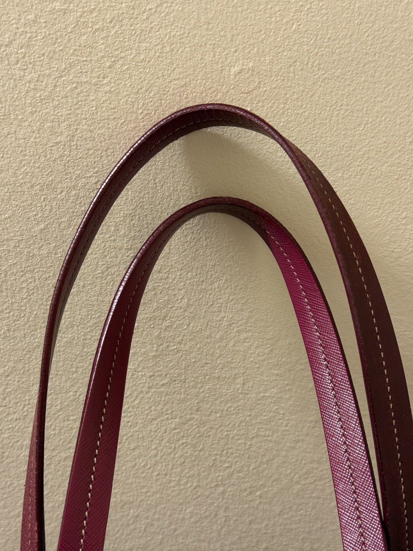 Burgundy & Fuchsia Prada Nylon Tote Bag