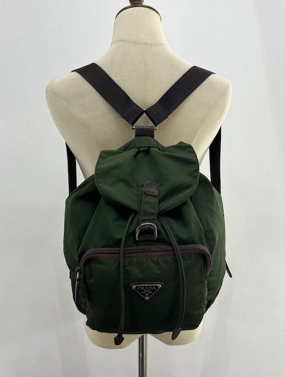 Y2K Prada Green Nylon Backpack