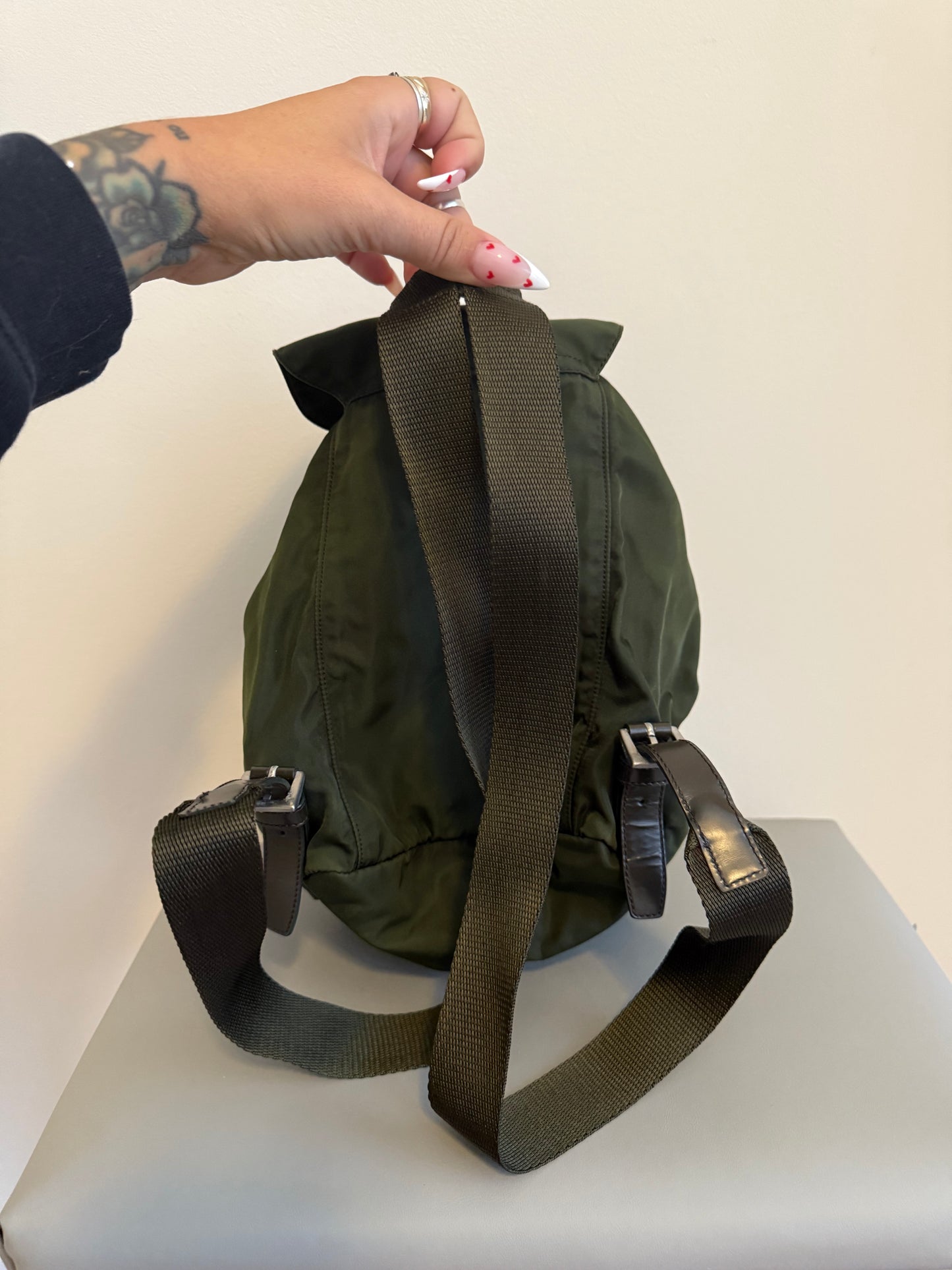 Y2K Prada Green Nylon Backpack