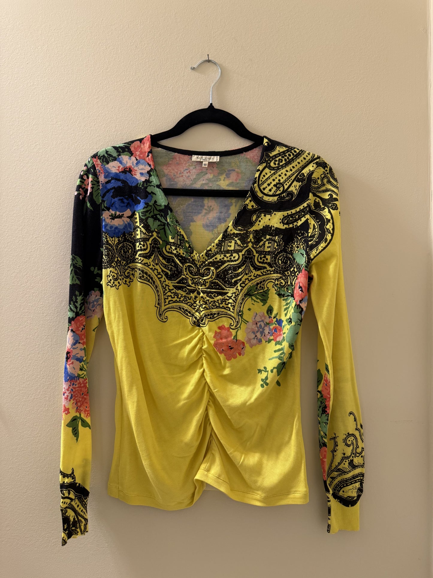 ETRO Milano Printed Yellow Floral Shirt - 48IT