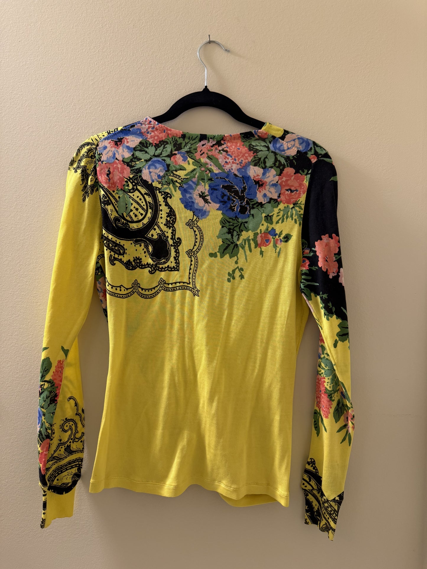 ETRO Milano Printed Yellow Floral Shirt - 48IT