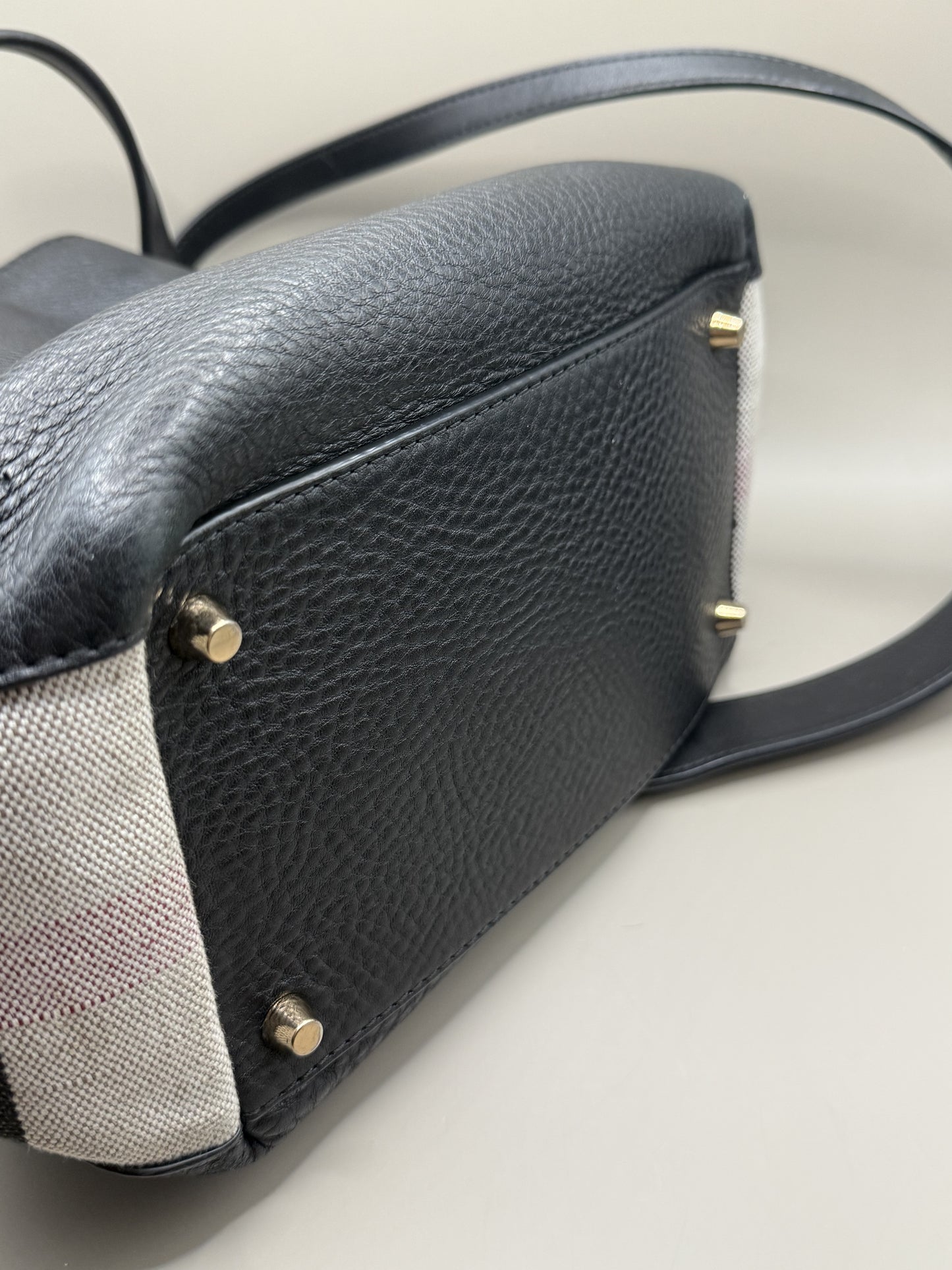 Burberry Maidstone Black Pebble Leather Bucket Bag