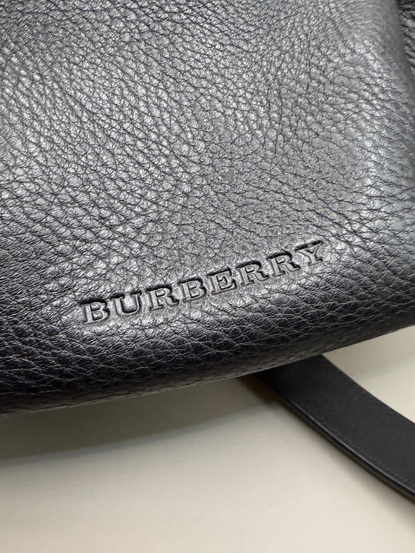 Burberry Maidstone Black Pebble Leather Bucket Bag