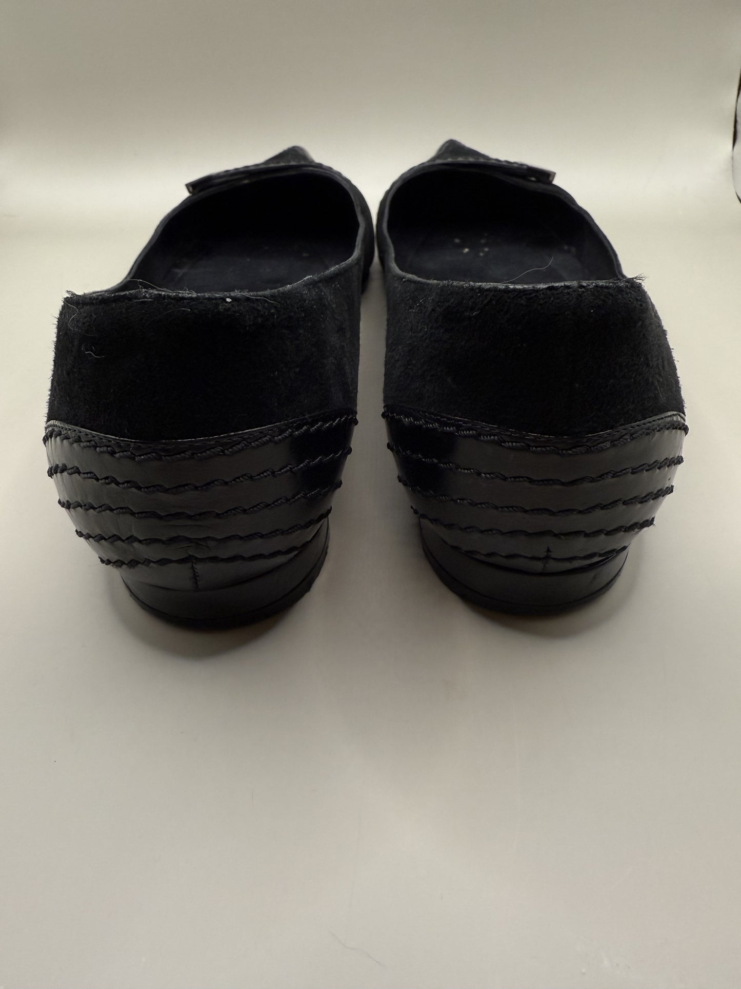 Vintage Dior Black Suede & Leather Flats - 38.5