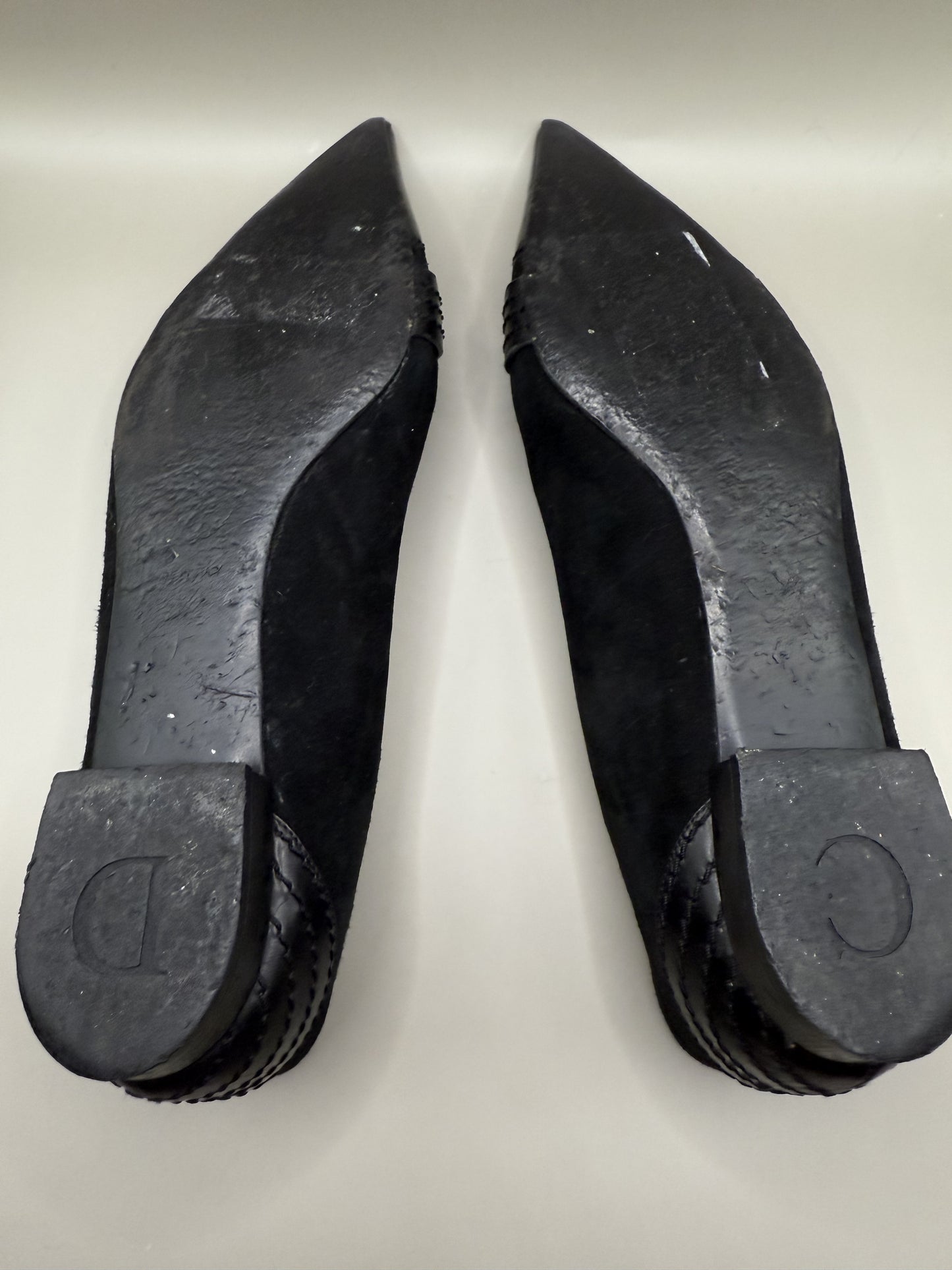 Vintage Dior Black Suede & Leather Flats - 38.5